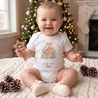 Body Premier Noël de bébé personnalisé, fille