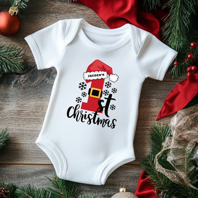 Body Premier Noël du bébé Nom personnalisé Santa Hat (Créateur téléchargé)