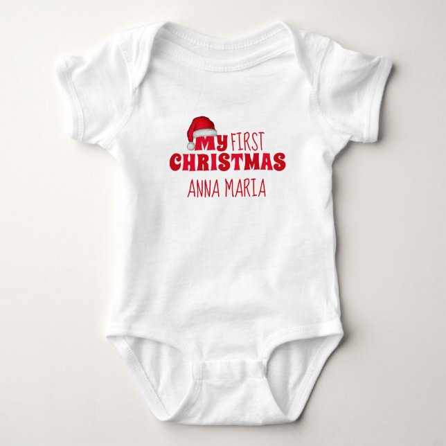 Body Premier Noël personnalisé mignon nouveau-né Père N (Devant)