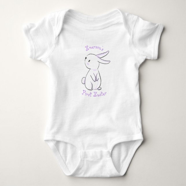 Body Premier Pâques de bébé garçon avec un lapin violet (Devant)
