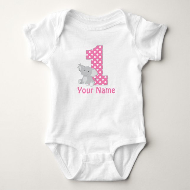Body Première chemise personnalisée Elephant Rose Anniv (Devant)