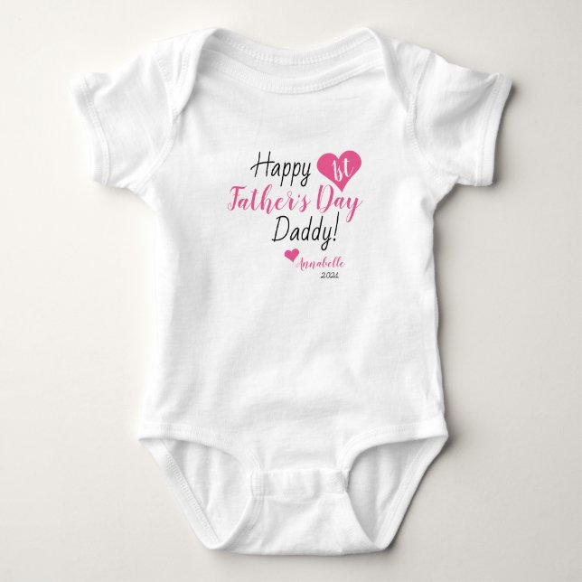 Body Première Fête des pères Cadeau rose bébé fille fil (Devant)