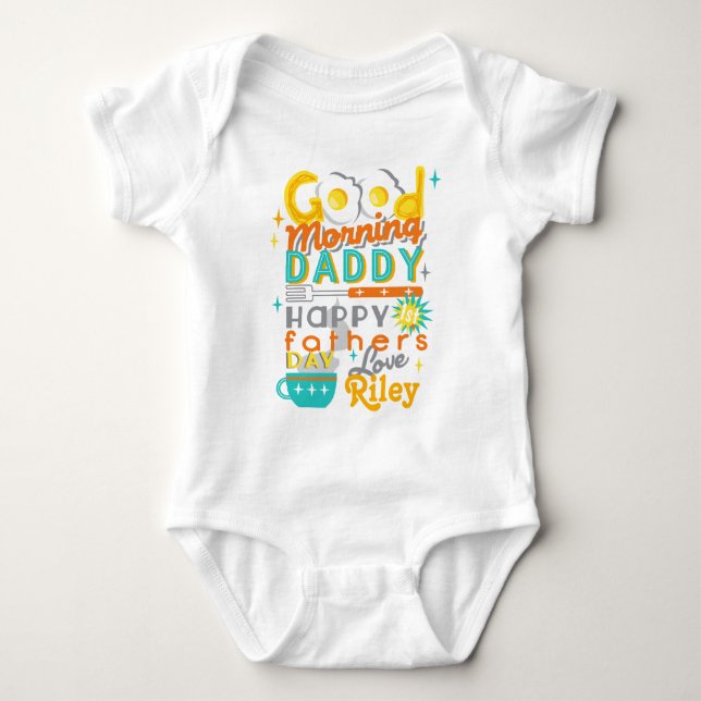 Body Première Fête des pères Rétro Baby Shirt w Eggs (Devant)