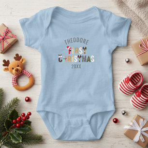 Body Prénom Noël Festive Lettres Baby Bodysuit