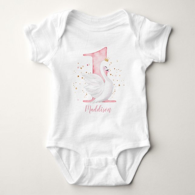 Body Princess Swan 1er Anniversaire Bébé Bodysuit (Devant)