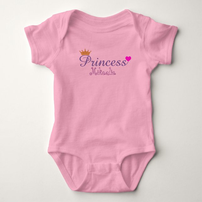 Body Princesse Couronne Rose et Or Personnalisée (Devant)