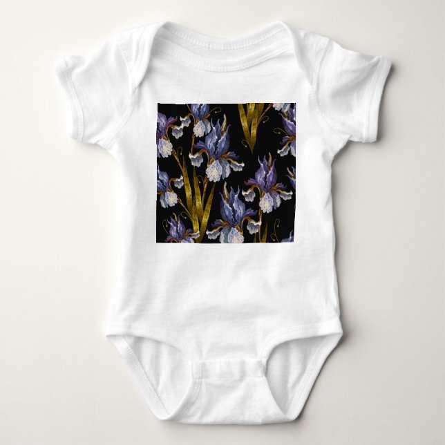 Body Printemps Irises : Broderie Art Renaissance (Devant)
