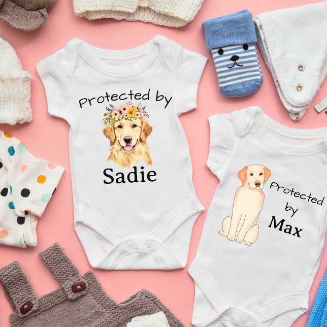 Body Protégé Par Sadie (Nom) Golden Retriever (Protected by...Baby Bodysuit Collection)