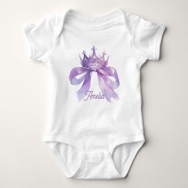 Body Purple crown and bow Customizable baby name  (Devant)