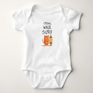 Body Ramper Marcher Surfer Aquarelle Surfeur Chat Drôle