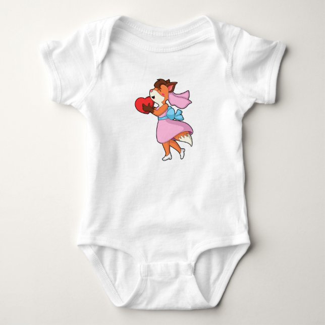 Body Renard comme mariée avec robe et cœur (Devant)