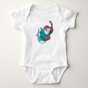 Body Requin au hockey sur glace avec bâton de hockey su
