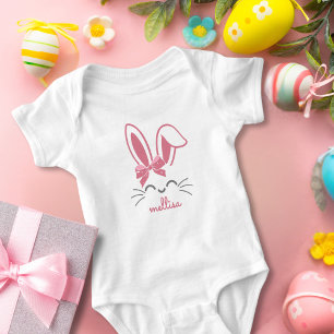 Body Ribbon de lapin rose mignon Première fille de Pâqu