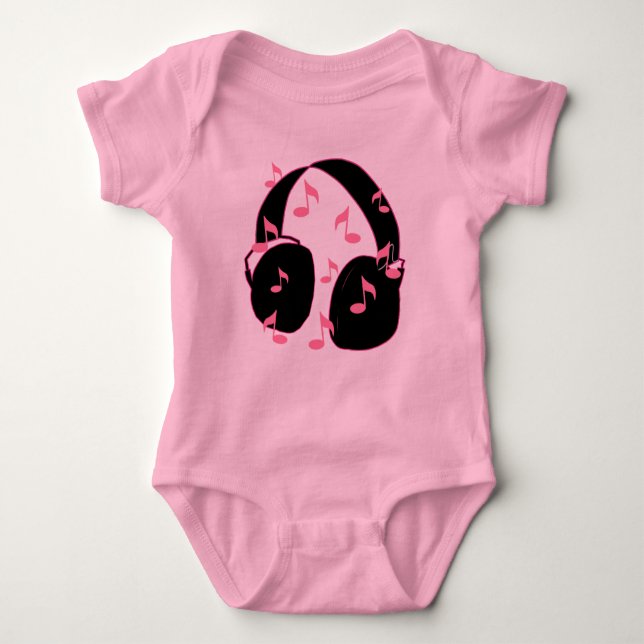 Body Roche de bébé !  Casque avec le rose de notes (Devant)
