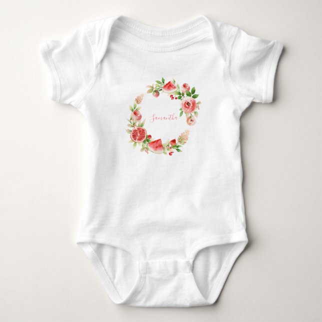 Body Rose Rose Floral Vert Fille Baby shower (Devant)