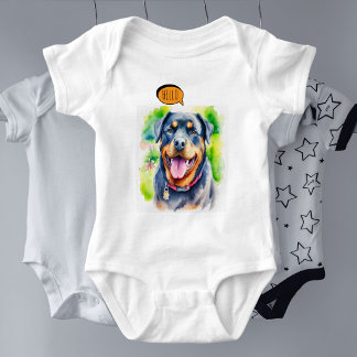 Body Rottweiler joyeux en aquarelle