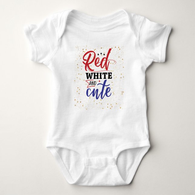 Body Rouge, blanc et mignon adorables - Feux d'artifice (Devant)