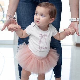 Body Ruban à noeud rose Premier Noël de bébé sur mesure