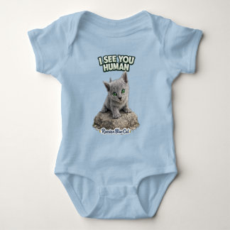Body Russian blue funny kitten "I see you"