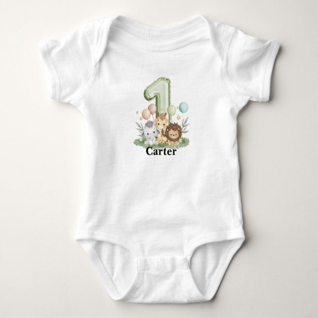 Body Safari Premier Anniversaire Bodysuit, Custom Baby  (Devant)
