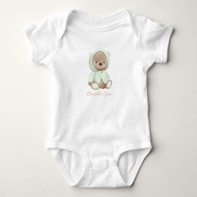 Body Sage neutre Ours en peluche vert Teddy Nom personn (Devant)