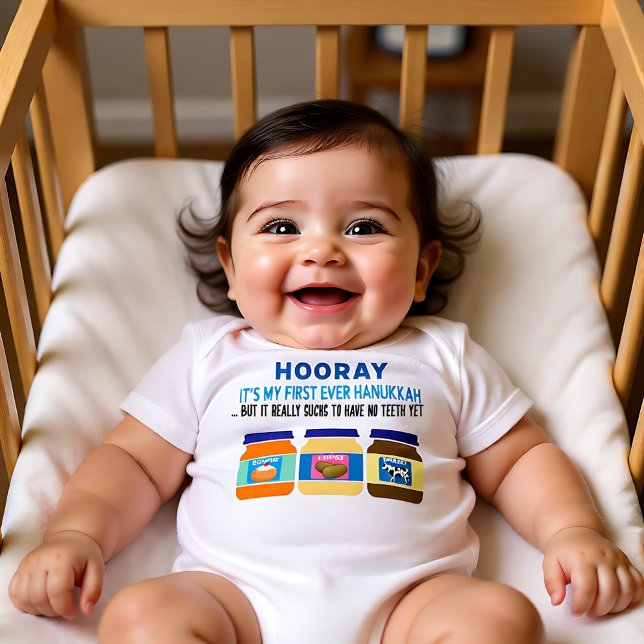 Body Salut ! My 1st Hanoukka - drôle de nourriture pour (Hooray! My 1st Hanukkah - funny baby food Baby Bodysuit)