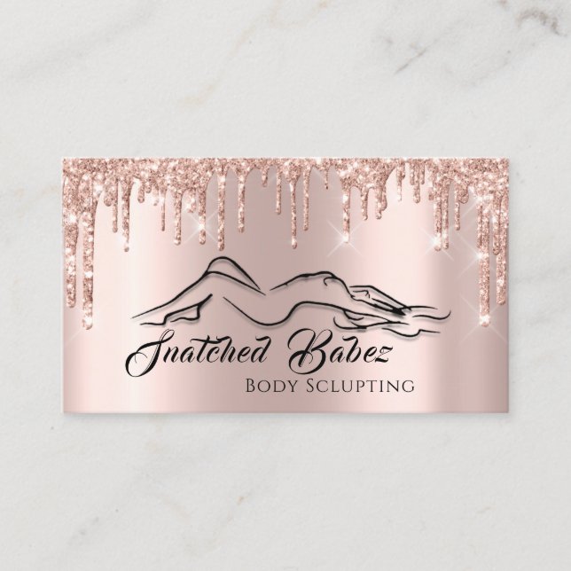 Body Sclupting Beauty Logo Glitzer Massage-Tropfen Visitenkarte (Vorderseite)