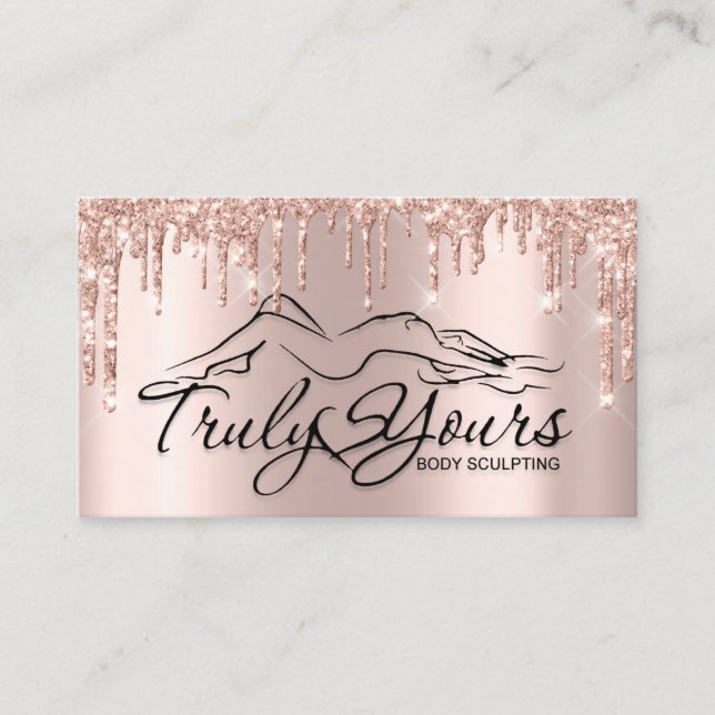 Body Sclupting Beauty Logo Glitzer Rose 1 Visitenkarte (Vorderseite)
