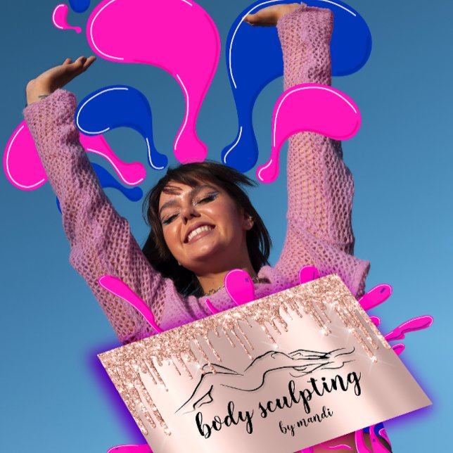 Body Sclupting Beauty Logo Glitzer Tropfen Visitenkarte (Body Sclupting Beauty Logo Glitter Drips Business Card)