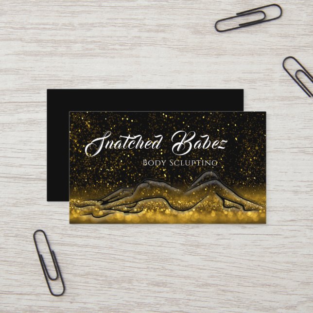 Body Sclupting Beauty WELLNESS-CENTER Logo Glitzer Visitenkarte (Vorderseite/Rückseite Beispiel)