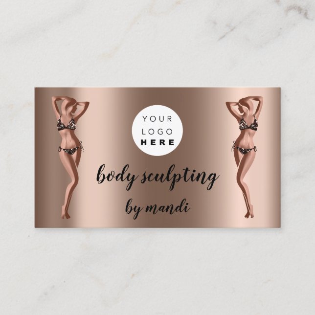 Body Sclupting Care Logo Rose QR Gold Bikini Visitenkarte (Vorderseite)