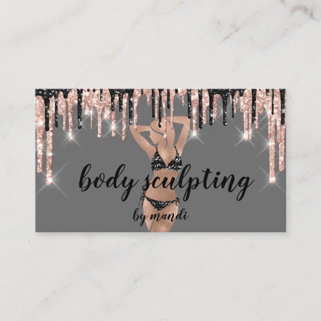 Body Sclupting Massage Logo Black Bikini QR Code Visitenkarte (Vorderseite)