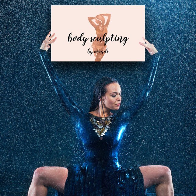 Body Sclupting Massage Logo Rose Gold Bikini QR Visitenkarte (Body Sclupting Massage Logo Rose Gold Bikini QR Business Card)