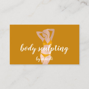 Body Sclupting Massage Logo Rose Yellow Bikini QR Visitenkarte