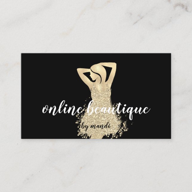 Body Sclupting Massage Logo Schwarz-weiß Gold Visitenkarte (Vorderseite)