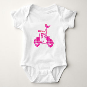 Body scooter fille rose blanc en vichy