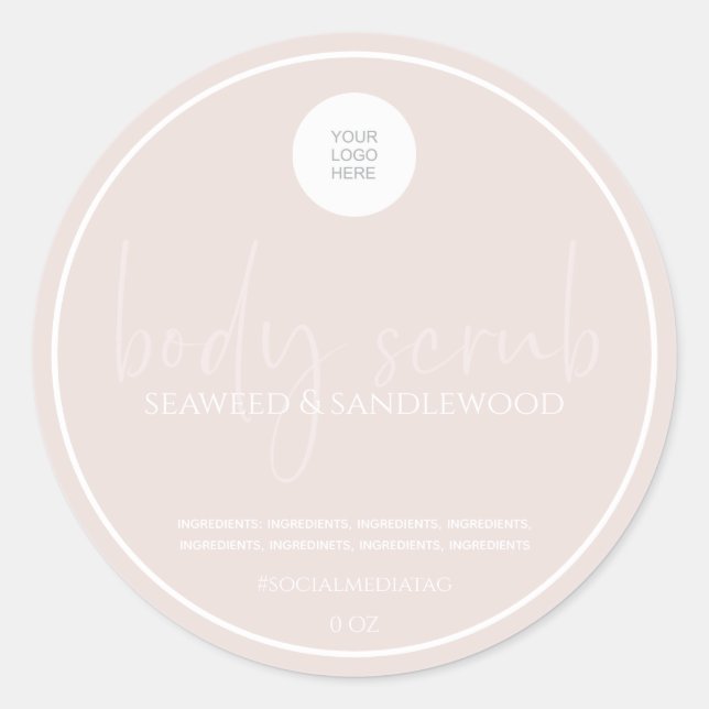 Body-Scrub-Etikett Runder Aufkleber (Vorderseite)