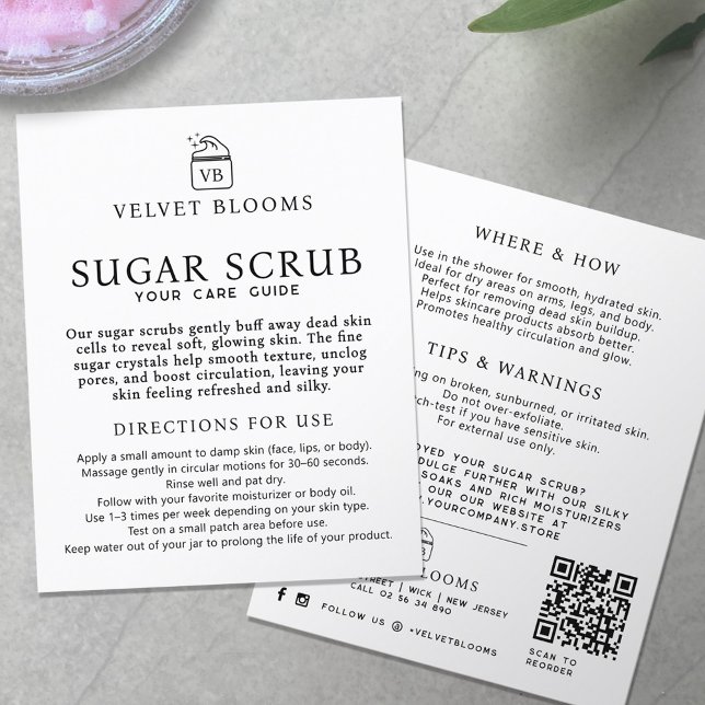 Body scrub packaging insert care marketing flyer (Von Creator hochgeladen)
