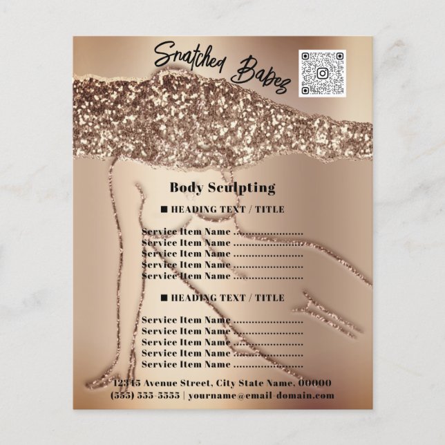 Body Sculpting Beauty Hair Salon QR LOGO Glitzer Flyer (Vorne)