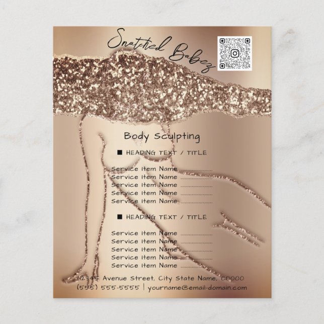 Body Sculpting Beauty Hair Salon QR LOGO Rose Flyer (Vorne)