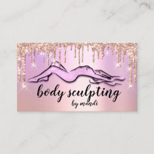 Body Sculpting Beauty Logo Glitzer Tropfen Rosa Visitenkarte