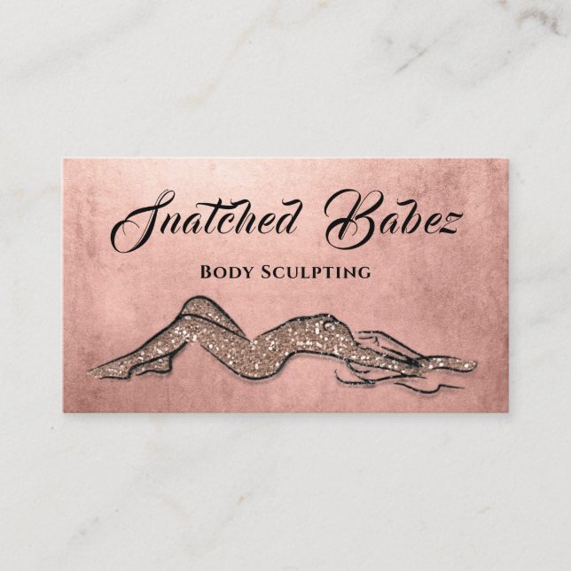 Body Sculpting Beauty Logo Massage QR CODE Glitzer Visitenkarte (Vorderseite)