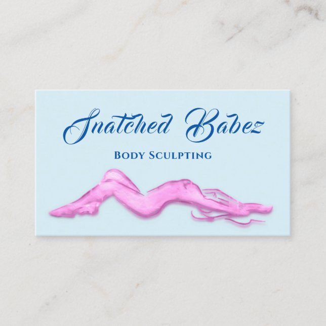Body Sculpting Beauty Logo Massage QRCODE BluePink Visitenkarte (Vorderseite)