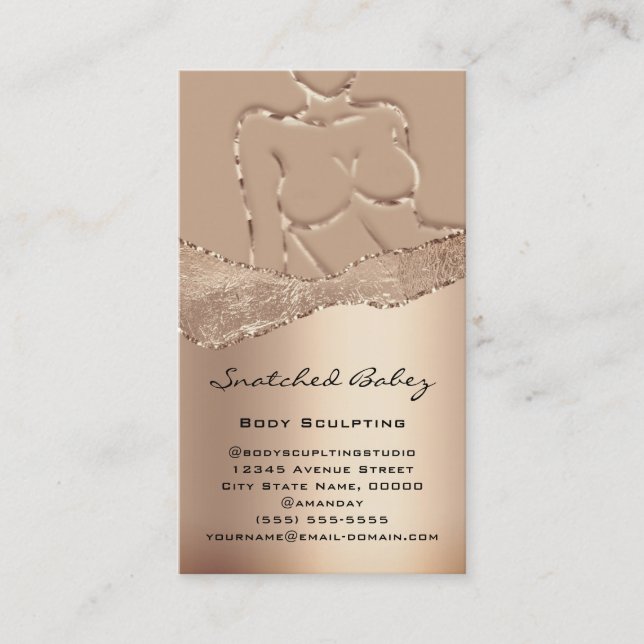 Body Sculpting Logo Gold QR Rose Glitzer Waxing Visitenkarte (Vorderseite)