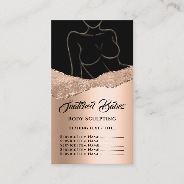 Body Sculpting Logo Gold WELLNESS-CENTER Rose Blac Visitenkarte (Vorderseite)