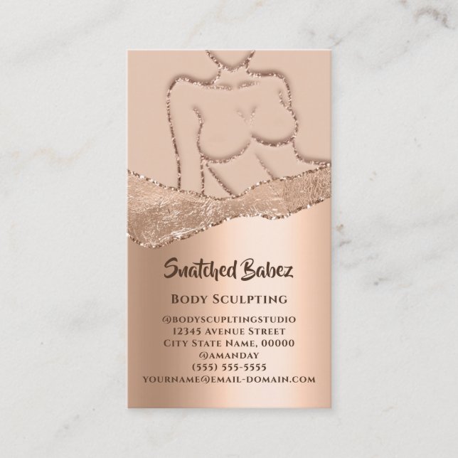 Body Sculpting Logo Gold WELLNESS-CENTER Rose Glit Visitenkarte (Vorderseite)