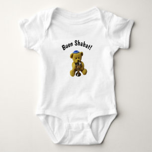 Body Shabbat blanc Ladino Teddy Bear Bodysuit bébé
