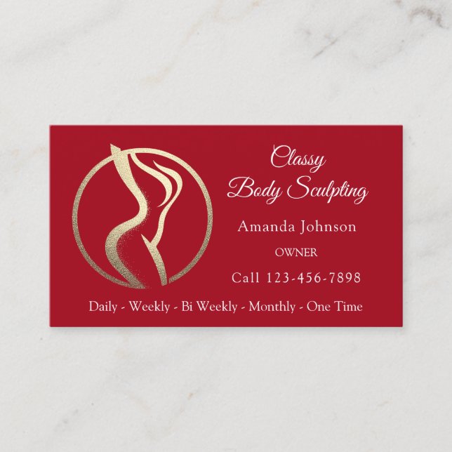 Body Shaping Sculpting Massage Care Gold Logo QR Visitenkarte (Vorderseite)