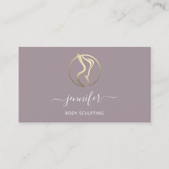 Body Shaping Sculpting Massage Gold Logo QR Blush Visitenkarte (Vorderseite)