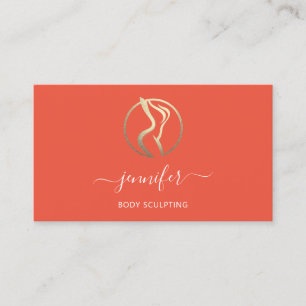 Body Shaping Sculpting Massage Gold Logo QR Coral Visitenkarte